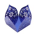 Detail of dark blue laser-cut candy box with intricate floral patterns and pearlescent finish - Mirror Dark Blue