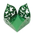 Scatola di caramelle trifoglio verde metallico con intagli laser per bomboniere - 3.5cm / Verde scuro specchio