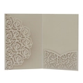Detailed laser-cut rose pattern on champagne gold pearlescent paper invitation card cover - Beige Gold