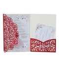 Elegant laser cut rose red glitter wedding invitation suite with floral inner cards and RSVP - Red