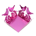 Close-up of laser-cut hollow bird pattern on shiny pink metallic party candy favor box - 3.6cm / Nail Powder