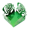 Boîte à bonbons découpée au laser avec motif de rose vert émeraude et finition métallique - 3.5cm / Vert foncé miroir