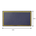 Detail showing 8x5cm navy blue card with decorative gold foil border and product dimensions - Black Gold Stamped