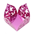 Detail of rose red laser-cut candy box with hollow heart and floral vine patterns - 3.5cm / Nail Powder