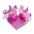 Caissette en papier découpé au laser rose avec motif ange décoratif et dentelle - 3.5cm / Poudre pour ongles