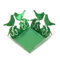 Detail of laser-cut green metallic candy box featuring bird and bow tie patterns - 3.6cm / Mirror Dark Green