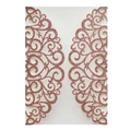 Detail of rose gold glitter laser cut wedding invitation with elegant floral lace pattern - Apple Gold