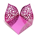 Detailed laser-cut vine patterns on metallic rose red hollow candy box with floral edges - 3.5cm / Nail Powder