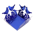 Macro detail of laser-cut bird pattern on dark blue metallic wedding favor box - 3.6cm / Mirror Dark Blue