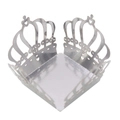 Macro shot of silver laser-cut crown candy box with mirror finish for party favors - 3.5cm / Mirror Silver