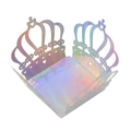 Laser-cut crown candy box with iridescent mirror finish and intricate hollow pattern - 3.5cm / Mirror Iridescent
