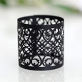 Rond de serviette noir élégant avec motif de dentelle ajouré découpé au laser - Noir