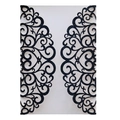 Macro shot of laser cut black glitter wedding invitation cover with intricate floral pattern - Dark Blue
