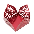Macro view of red laser-cut hollow candy box with floral patterns and metallic finish - 3.5cm / Mirror Red