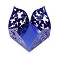 Detail of laser-cut clover pattern on metallic navy blue chocolate gift box for parties - 3.5cm / Mirror Dark Blue
