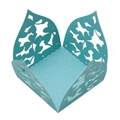 Detailansicht der Laser-Clover-Muster auf der perlblauen Hochzeits-Süßigkeitenbox - Tiffany Blau