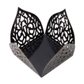 Detailed laser-cut black mirror paper candy box with intricate vine patterns for parties - 3.5cm / Mirror Black