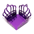 Detailed laser-cut hollow crown candy box in deep purple metallic finish for parties - 3.5cm / Mirror Dark Purple
