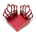 Detailed laser-cut red crown hollow design on mirror paper candy gift box - 3.5cm / Mirror Red