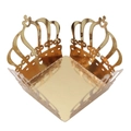 Macro detail of laser cut crown hollow pattern on gold mirror finish paper candy box - 3.5cm / Mirror Champagne