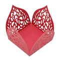 Detailed laser-cut hollow floral pattern on a red paper cupcake wrapper for party favors - Pearlescent Red