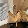Minimalist cream canvas large tote bag with adjustable silver buckle straps for women - Off-white