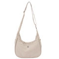 Beige crescent-shaped nylon crossbody bag with adjustable strap and metal logo - Off-white