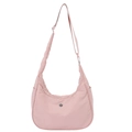 Pink crescent underarm bag in matte nylon with adjustable strap and metal logo - Light Pink