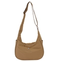 Sac sous le bras demi-lune kaki en nylon texturé avec large bandoulière réglable - Khaki