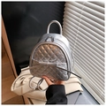 Eleganter silberner Mini-Rucksack mit Steppmuster und Schleife in Metallic-Optik - Silber
