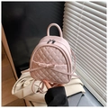 Mini sac à dos matelassé rose avec nœud et texture raffinée en cuir PU - Rose