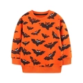 Sweat-shirt Halloween orange pour enfants avec imprimé chauve-souris noire et bords-côtes - 2Y(90cm) / Imprimé Chauve-souris Intégral (8228)