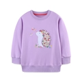 Felpa viola in cotone per bambina con ricamo a forma di riccio e fiori - 2Y(90cm) / Viola