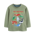 Maglietta a maniche lunghe da bambino verde militare con stampe di animali predatori - Verde Militare (5377) / 2Y(90cm)