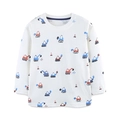 T-shirt bianca a maniche lunghe per bambini con stampe di escavatori colorati - Bianco (5403) / 2Y(90cm)