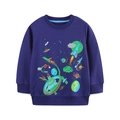 Sweat bleu foncé pour garçons avec imprimé fusée spatiale et planètes colorées - Bleu Marine Imprimé Espace (8226) / 2Y(90cm)