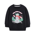Schwarzes Kinder-Sweatshirt mit Schneemann-Disco-Print und Baumwoll-Rippbündchen - 2Y(90cm) / Schwarzer Schneemann-Druckstil (8251)