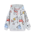Chaqueta con capucha y cremallera para niña en gris claro con estampados de unicornios - 2Y(90cm)