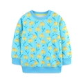Sky blue long sleeve cotton sweatshirt for girls with yellow daisy and honeybee print - Sky Blue / 2Y(90cm)