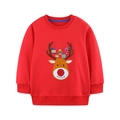 Sweat-shirt de Noël rouge pour garçons avec imprimé renne festif et ornements colorés - 2Y(90cm) / Rouge (8232)
