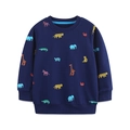 Sudadera de algodón azul marino para niño con estampados de animales y puños elásticos - 2Y(90cm) / Azul Oscuro (8238)