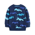 Felpa blu scuro per bambini con stampe di auto da corsa e polsini a coste morbide - 2Y(90cm) / Stampa Auto Blu Notte (8252)