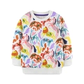 Felpa in cotone bianco per bambini con stampa animalier colorata e polsini a costine - 2Y / Divertente Stampa Animalier (8245)