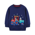 Sweatshirt enfant bleu marine avec broderie festive de tracteur et Père Noël et bordures - 2Y(90cm) / Bleu Marine(8220)