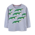 T-shirt a maniche lunghe da bambino grigia in cotone con stampe di dinosauri e girocollo - 2Y(90cm) / Grigio Melange Stampa Dinosauro (5396)