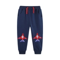 Pantalon de jogging bleu marine pour enfant avec cordon rouge et broderie avion - 2Y(90cm) / Bleu Marine (3131)