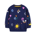 Sudadera azul marino para niña con estampados de grafiti de arcoíris y sol - 2Y(90cm) / Azul Profundo (8278)