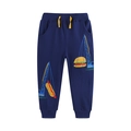 Dunkelblaue Jungen-Jogginghose aus Baumwolle mit Stickerei und gelbem Kordelzug - 2Y(90cm) / Marineblau