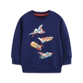 Felpa blu navy da bambino con stampe di aerei e classico girocollo in cotone - 2Y(90cm) / Blu Scuro (8276)