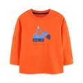 Langärmliges Jungen-T-Shirt aus Baumwolle in Orange mit Bagger-Grafikdruck - 2Y(90cm) / Orange